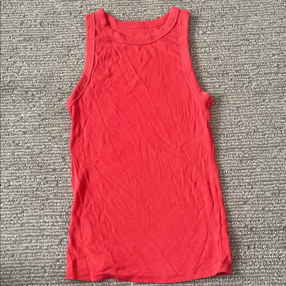 a new day Orange Ribbed Tank Top